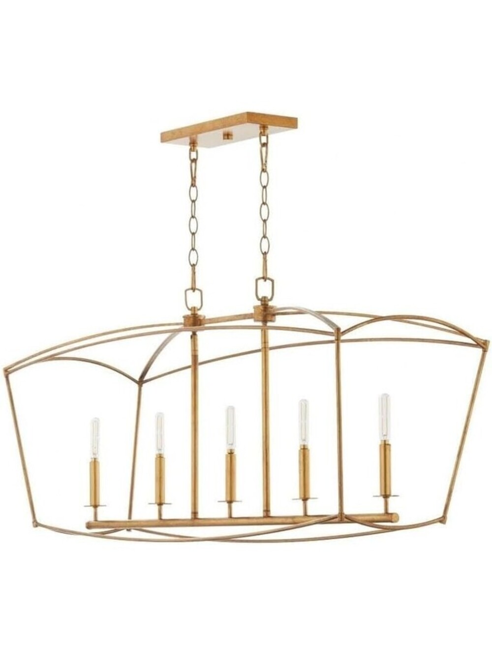 Mantle 5 Light Small Linear Chandelier by Quorum - 6512-5 Gold Leaf Linear